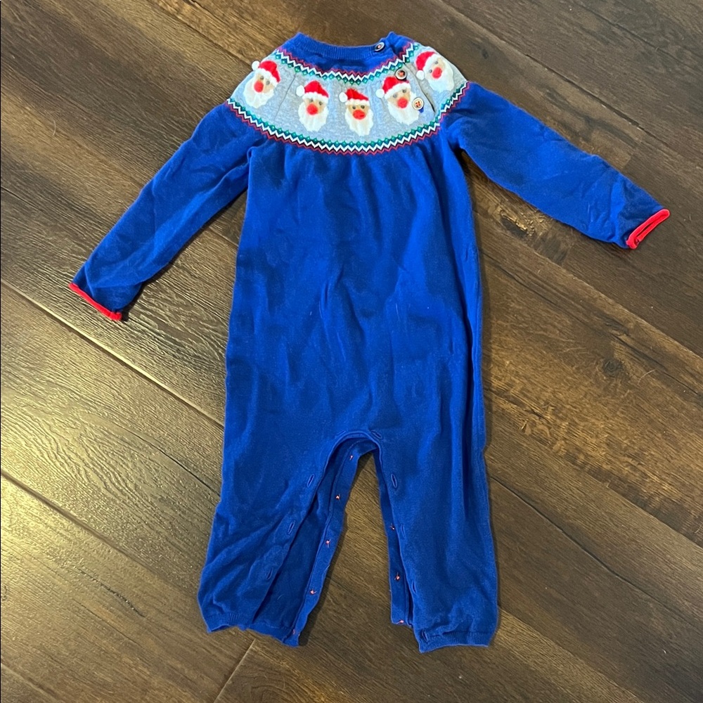 Baby Boden Blue Toddler One Piece with Santa Design